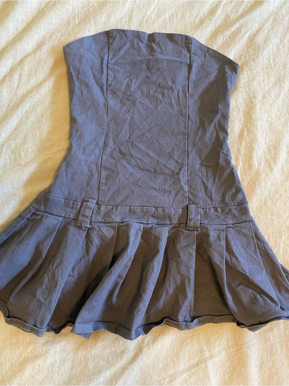 Motel Rocks Payoda Bandeau Mini Dress Dark Grey Pleated - Size S